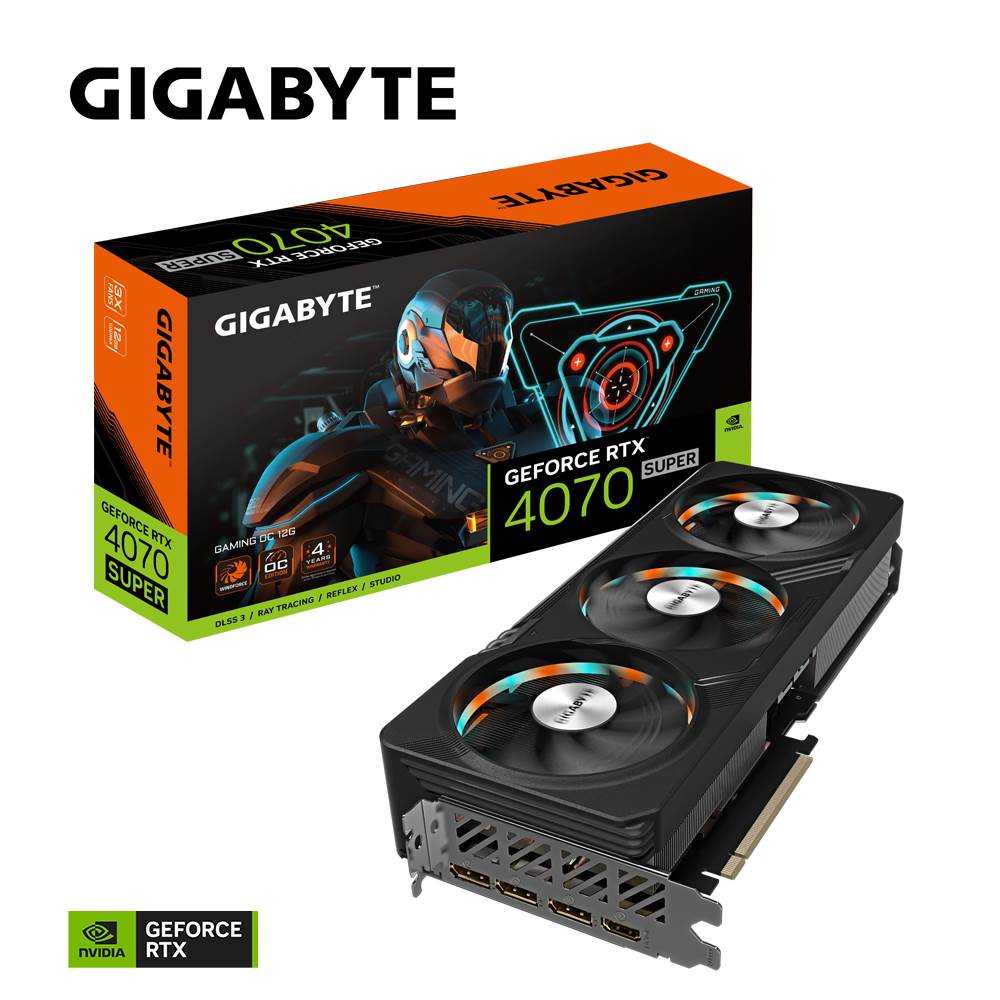 GIGABYTE VGA NVIDIA GeForce RTX 4070 SUPER GAMING OC 12G,  12G GDDR6X,  3xDP,  1xHDMI0 