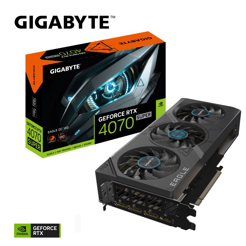 GIGABYTE VGA NVIDIA GeForce RTX 4070 SUPER EAGLE OC 12G,  12G GDDR6X,  3xDP,  1xHDMI4 