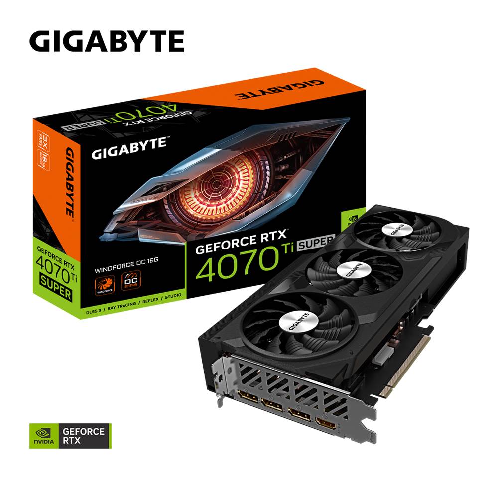 GIGABYTE VGA NVIDIA GeForce RTX 4070 Ti SUPER WINDFORCE OC 16G,  16G GDDR6X,  3xDP,  1xHDMI0 