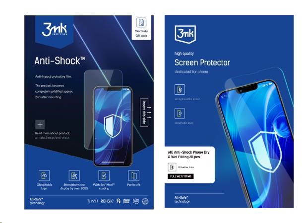 3mk All-Safe - AIO fólie Anti-shock Full Wet Fitting Phone,  25 ks0 
