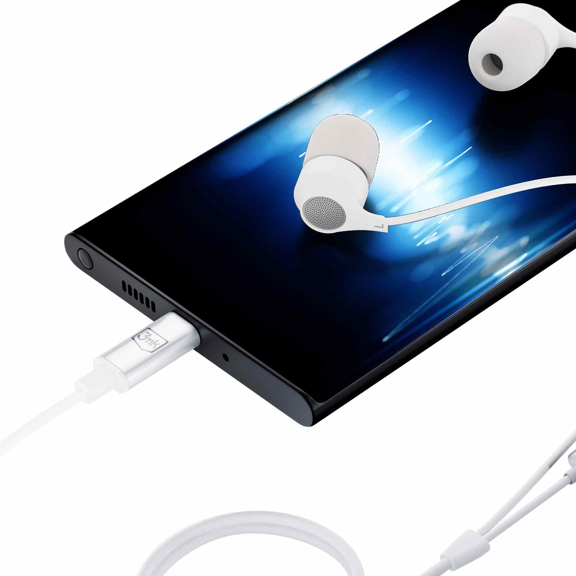 3mk sluchátka - Wired Earphones USB-C,  bílá2 