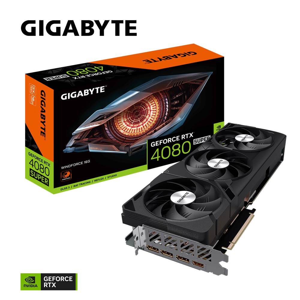 GIGABYTE VGA NVIDIA GeForce RTX 4080 SUPER WINDFORCE 16G,  16G GDDR6X,  3xDP,  1xHDMI0 