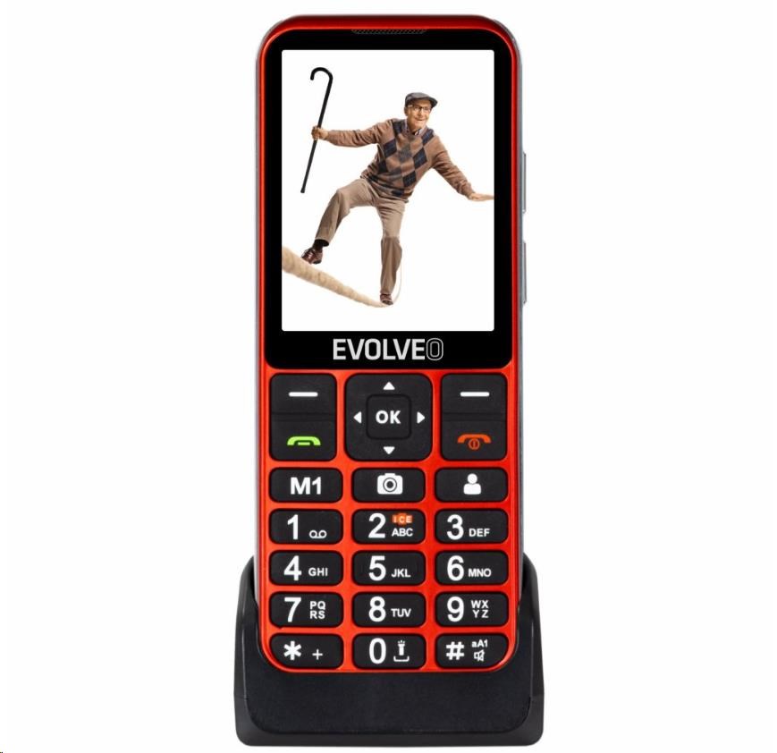 EVOLVEO EP-880 EasyPhone LT Senior,  nabíjecí stojánek,  červená2 