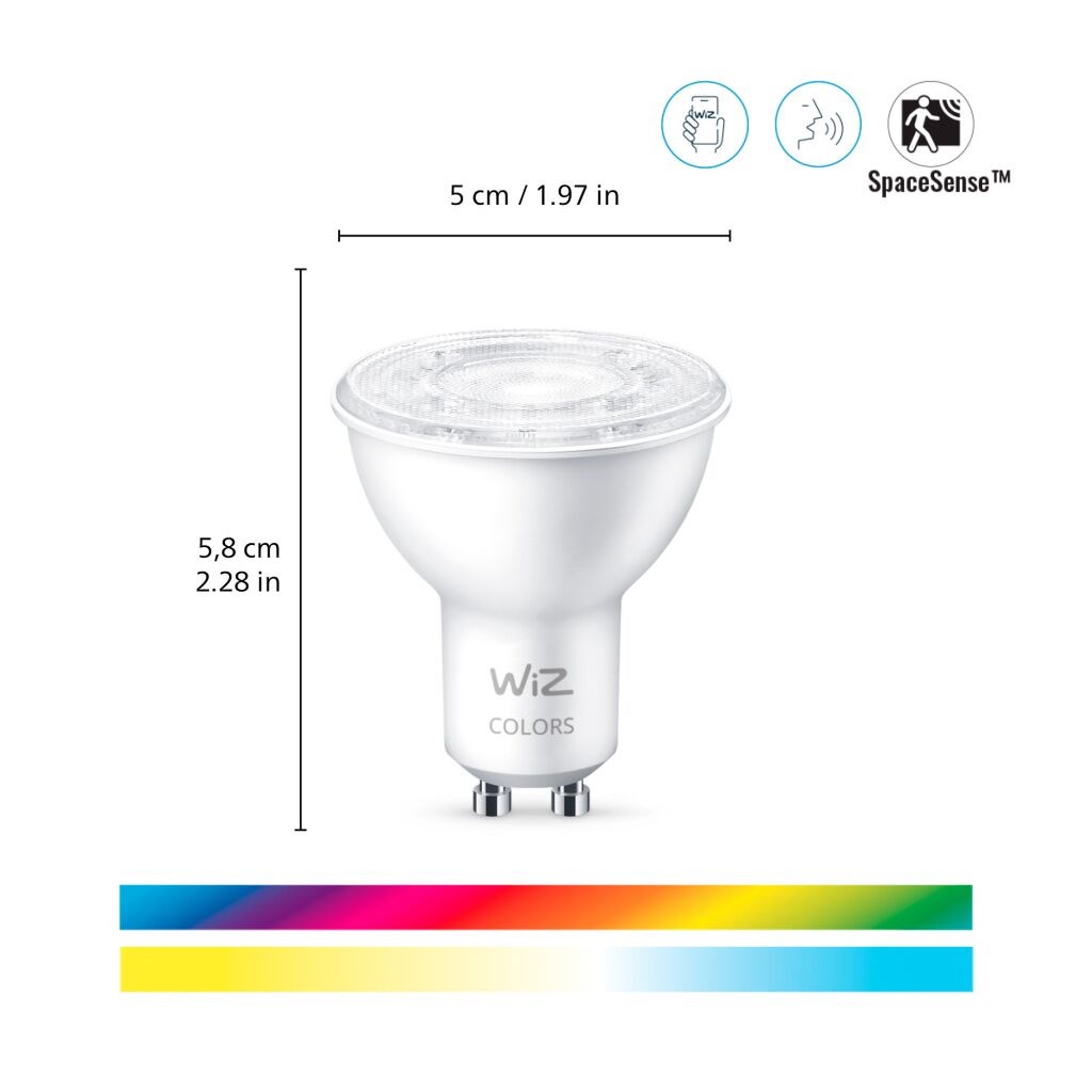 PHILIPS WiZ Wi-Fi BLE GU10 50 W - barevná žárovka,  nastavitelná teplota,  stmívatelná2 