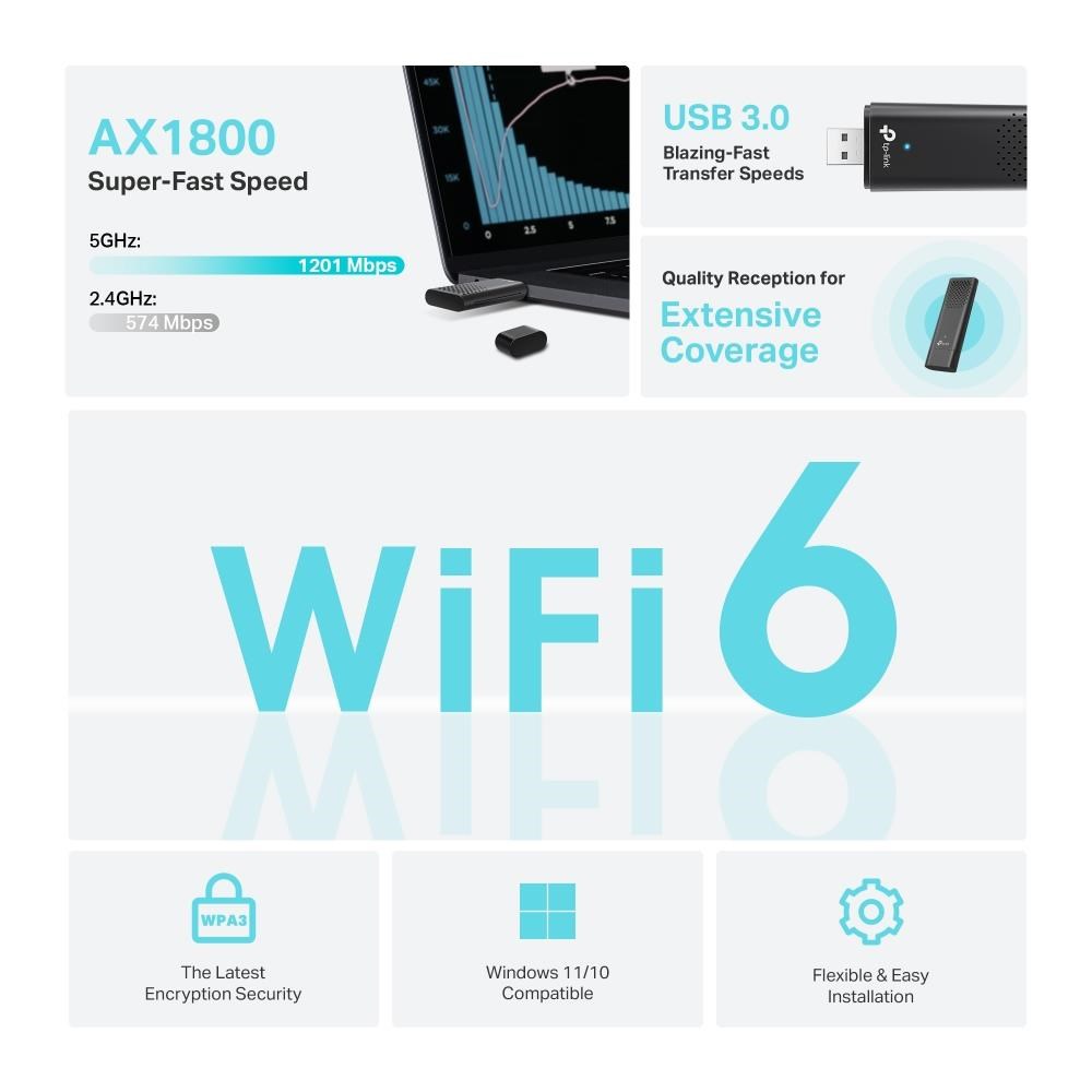 TP-Link Archer TX20U WiFi6 USB adapter (AX1800, 2, 4GHz/ 5GHz, USB3.0)2 