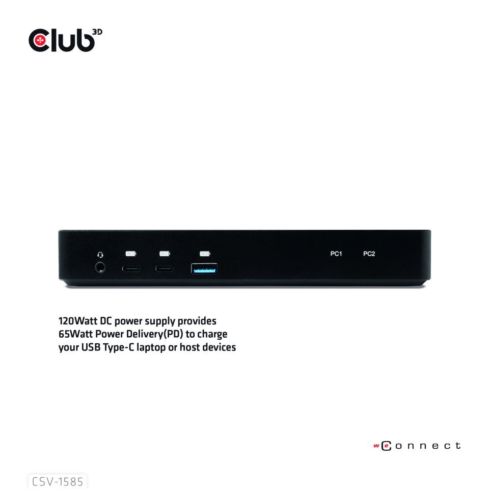 Club3D Dokovací stanice DisplayPort /  HDMI KVM Switch,  USB-C,  PD3 