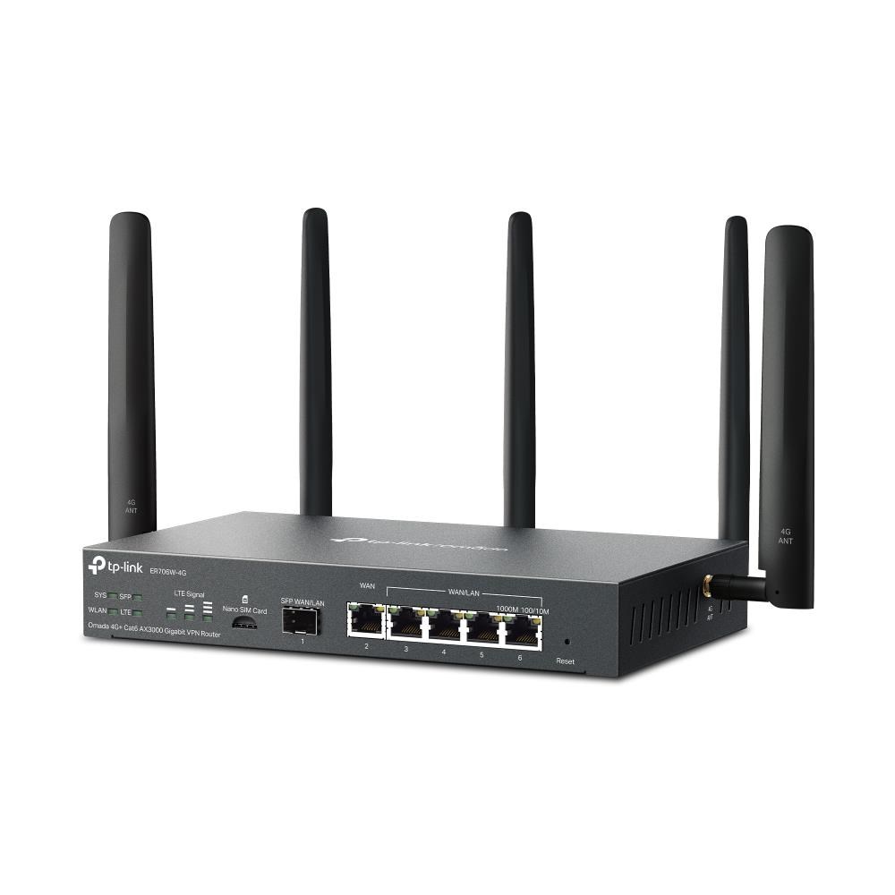 TP-Link ER706W-4G OMADA VPN 4G+Cat6 router (AX3000, 1xSFP WAN/ LAN, 1xGbEWAN, 4xGbELAN/ WAN, 1xnanoSIM)1 