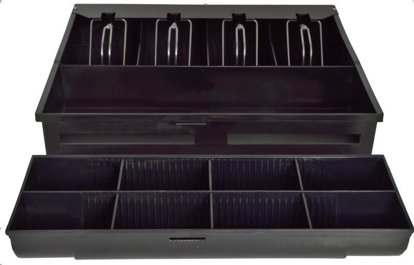 Virtuos pokladní zásuvka S-410C - s kabelem,  pořadač 4/ 8,  9-24V,  černá3 