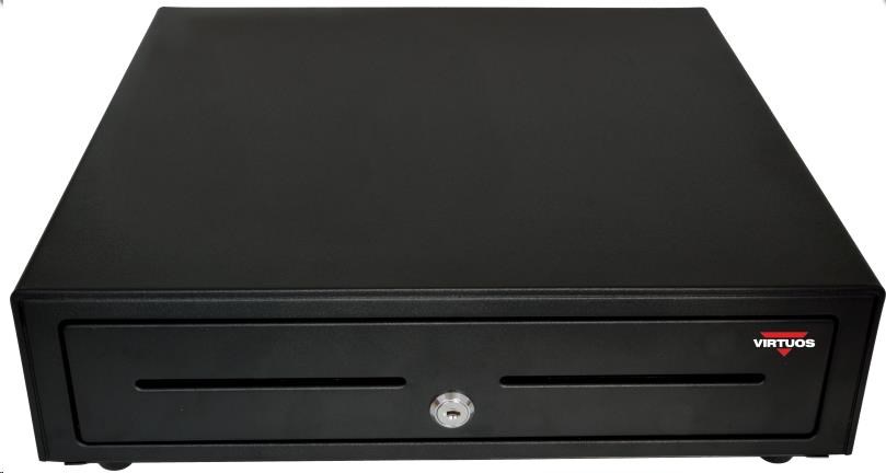 Virtuos pokladní zásuvka S-410C - s kabelem,  pořadač 4/ 8,  9-24V,  černá1 