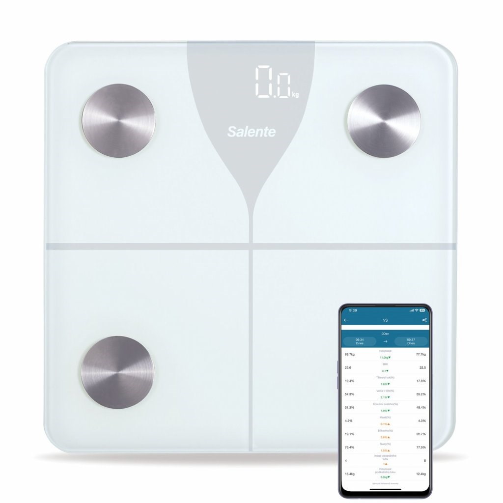 EVOLVEO Salente SlimFit, osobní diagnostická fitness váha, Bluetooth, bílá0 