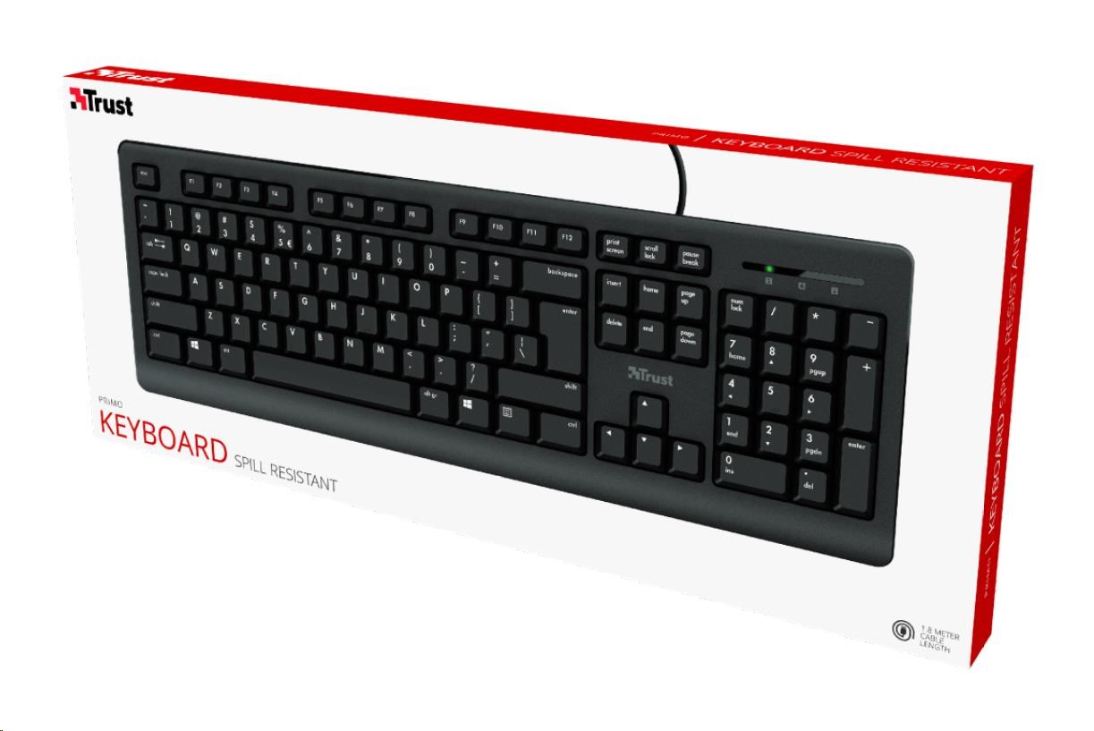 TRUST klávesnice PRIMO,  membránová,  USB,  HU4 