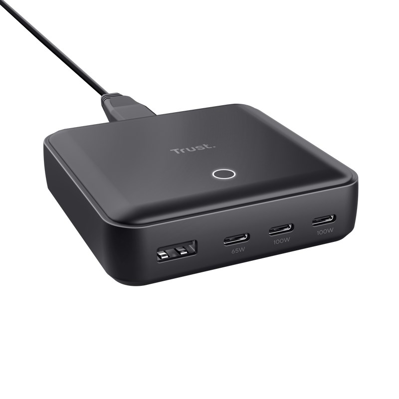 TRUST napájecí adaptér MAXO 100W,  3x USB-C,  1xUSB-A0 