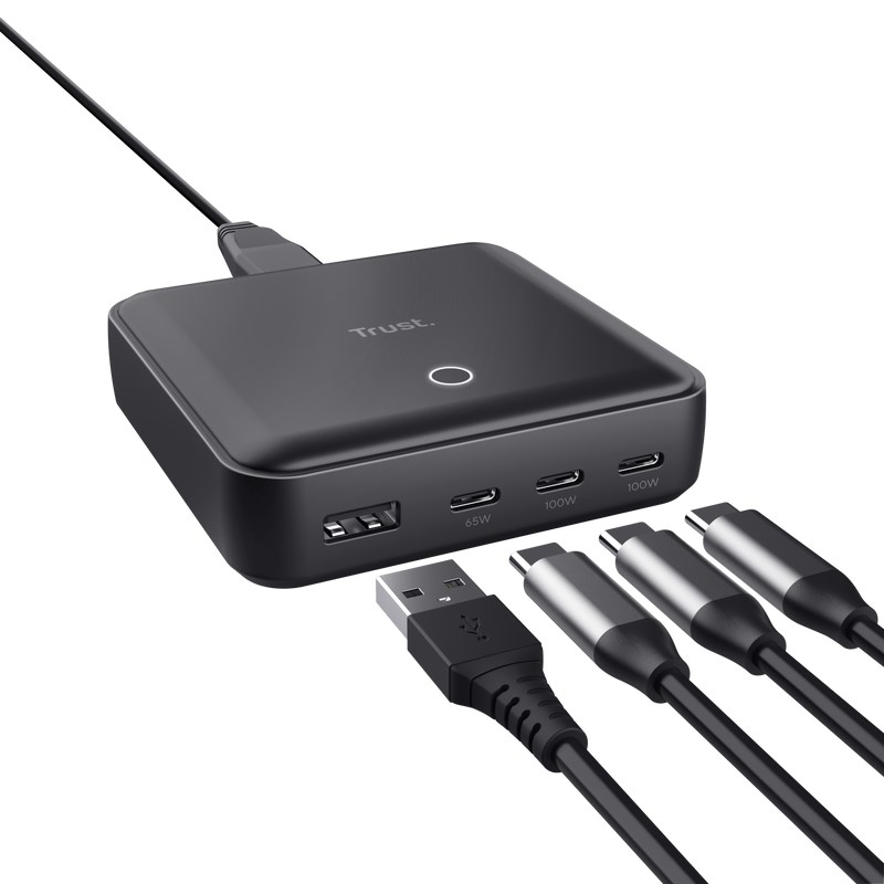 TRUST napájecí adaptér MAXO 100W,  3x USB-C,  1xUSB-A1 