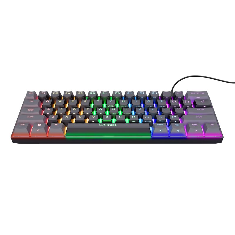 TRUST klávesnice GXT 867 ACIRA,  60%,  Herní Klávesnice,  USB,  USB-C,  US0 