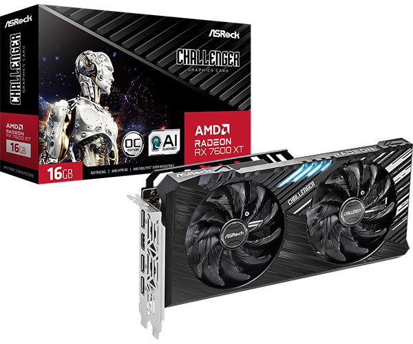 ASRock VGA AMD Radeon RX 7600 XT Challenger 16GB OC,  RX 7600 XT,  16GB GDDR6,  3xDP,  1xHDMI0 