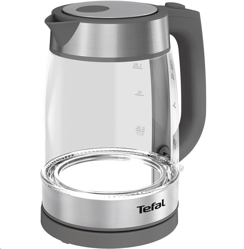 Tefal Glass KI740B30 rychlovarná konvice, 2200 W, automatické vypnutí, 1.7 l,  šedá0 