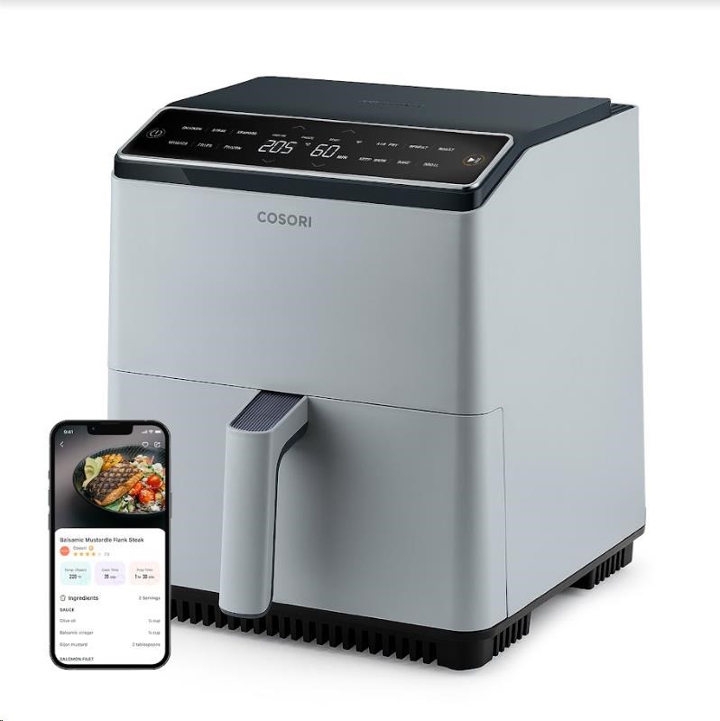 BAZAR - Cosori Dual Blaze 6.4L SMART horkovzdušná  fritéza + 5x špíz a gril. rošt, grey - Poškozený obal (Komplet)5 