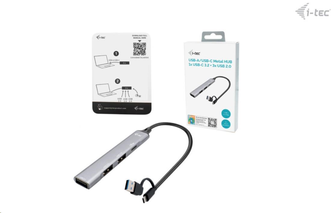 i-Tec USB-A/ USB-C Metal HUB 1x USB-C 3.1 + 3x USB 2.06 