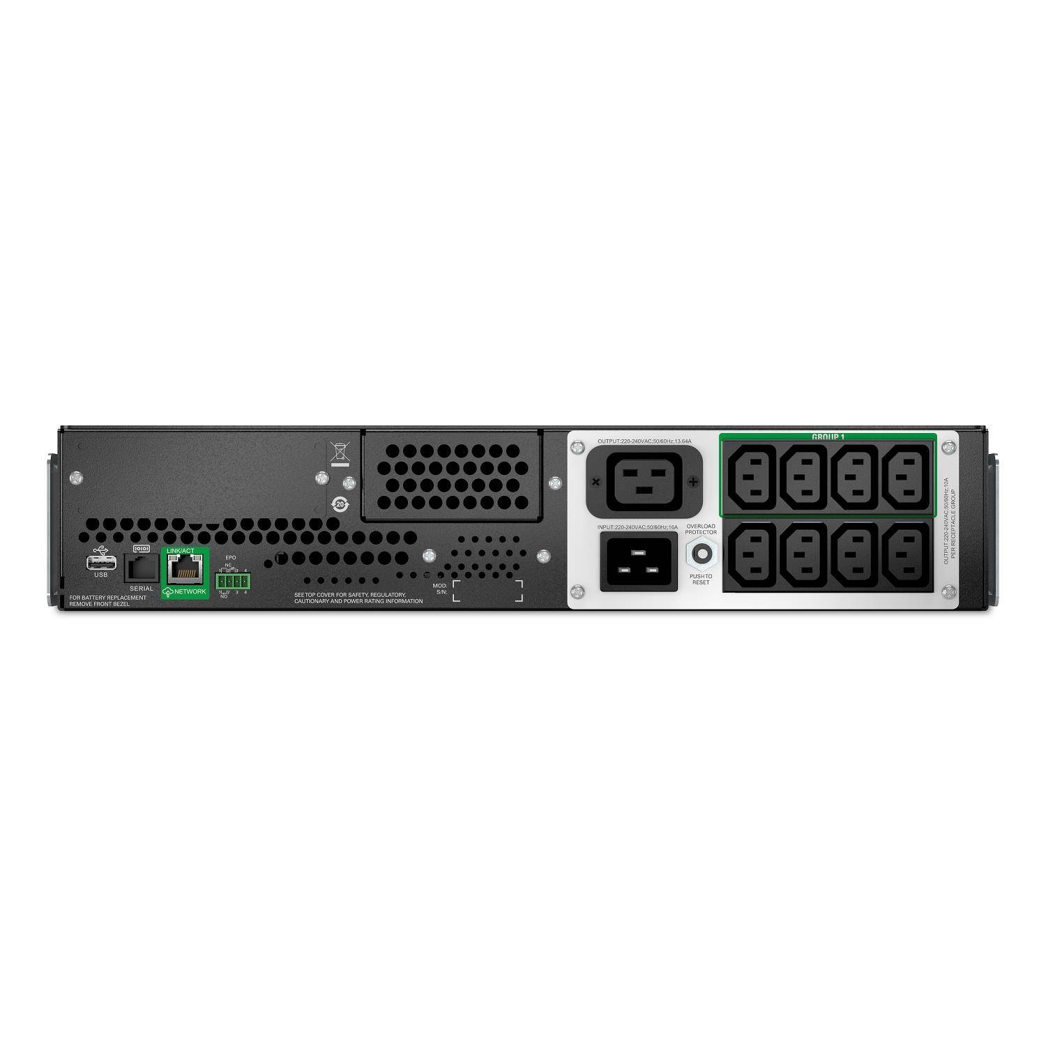 APC Smart-UPS Line Interactive 2200VA,  Lithium-ion,  Rack,  2U,  230V,  8x IEC C13 + 1x IEC C19,  SmartConnect,  AVR,  LCD1 