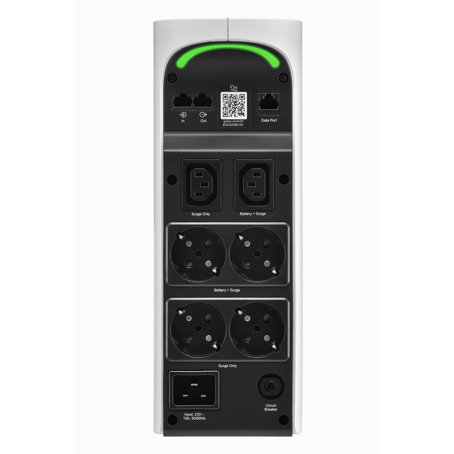 APC Back-UPS Pro Gaming 2200VA,  6 Outlets,  AVR,  LCD Interface (1320W),  4x Schuko,  2x IEC C13,  bílá (Arctic)3 