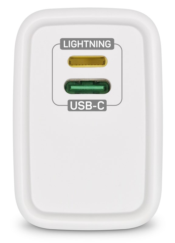 CONNECT IT Duplex nabíjecí adaptér 1xLightning,  1×USB-C,  20W,  1xLightning - USB-C kabel,  bílá1 