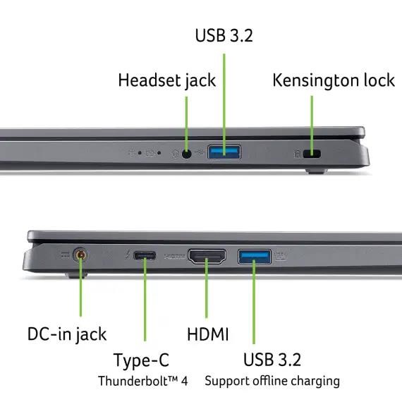 ACER NTB Aspire 15 (A15-51M-78AC),  Core-7 150U, 15.6 2560x1440, 32GB, 1TB SSD, Intel Graphics, W11H, Gray4 