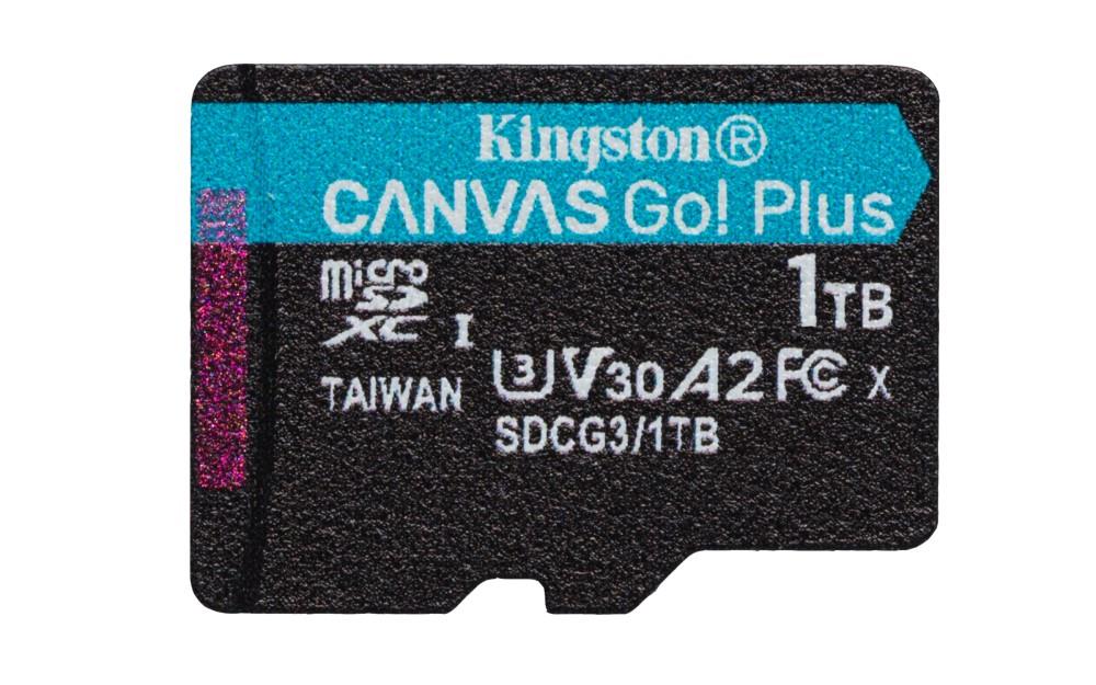 Kingston MicroSDXC karta 1TB Canvas Go! Plus,  R:170/ W:90MB/ s,  Class 10,  UHS-I,  U3,  V30,  A2 + Adaptér1 