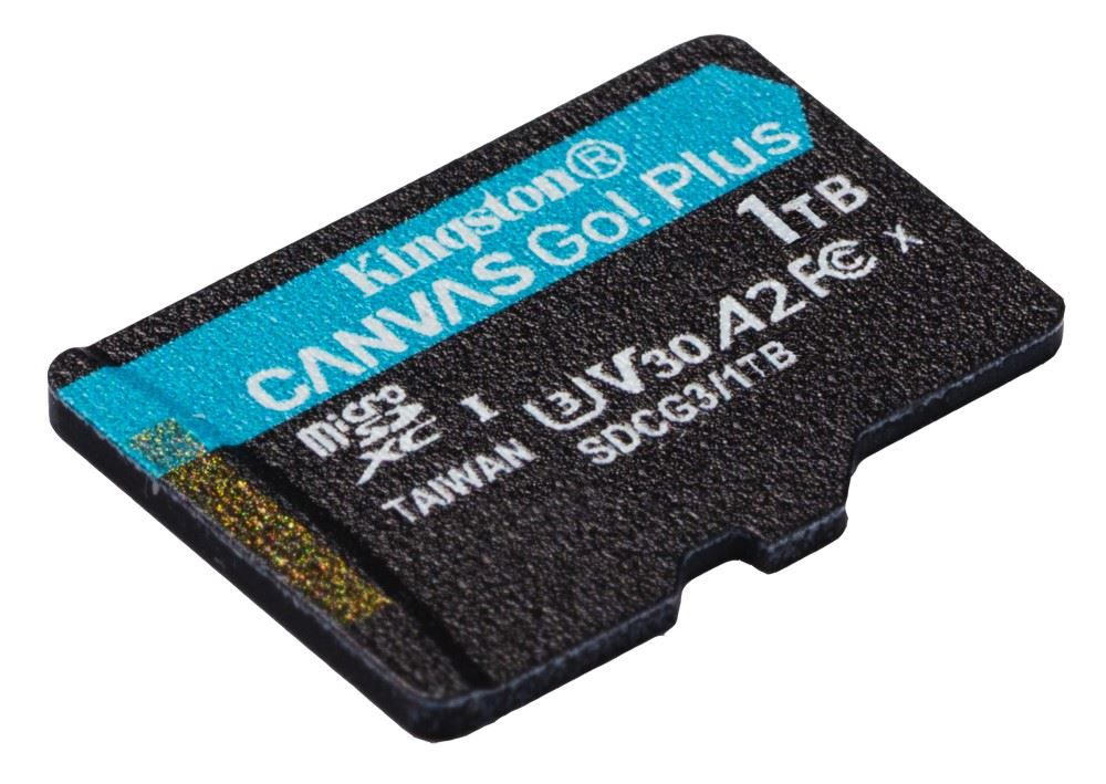 Kingston MicroSDXC karta 1TB Canvas Go! Plus,  R:170/ W:90MB/ s,  Class 10,  UHS-I,  U3,  V30,  A2 + Adaptér2 