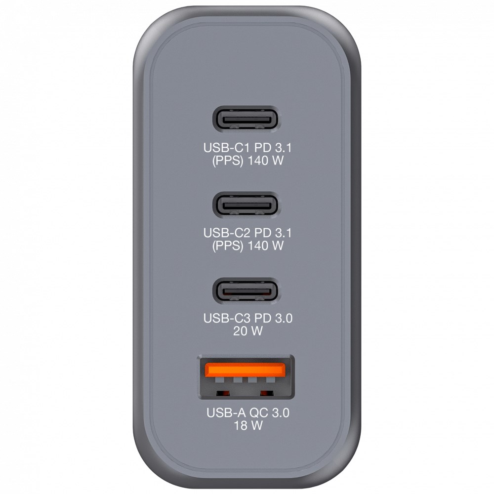 VERBATIM GaN Nabíječka do sítě GNC-140,  140W,  3x USB-C,  1x USB4 