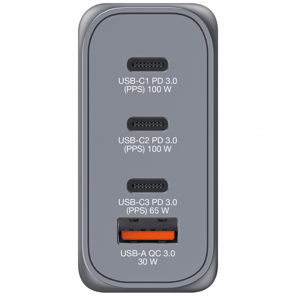 VERBATIM GaN Nabíječka do sítě GNC-100,  100W,  3x USB-C,  1x USB3 