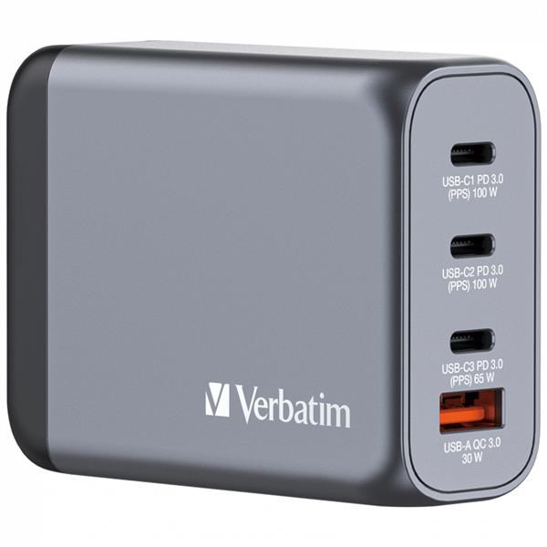 VERBATIM GaN Nabíječka do sítě GNC-100,  100W,  3x USB-C,  1x USB4 