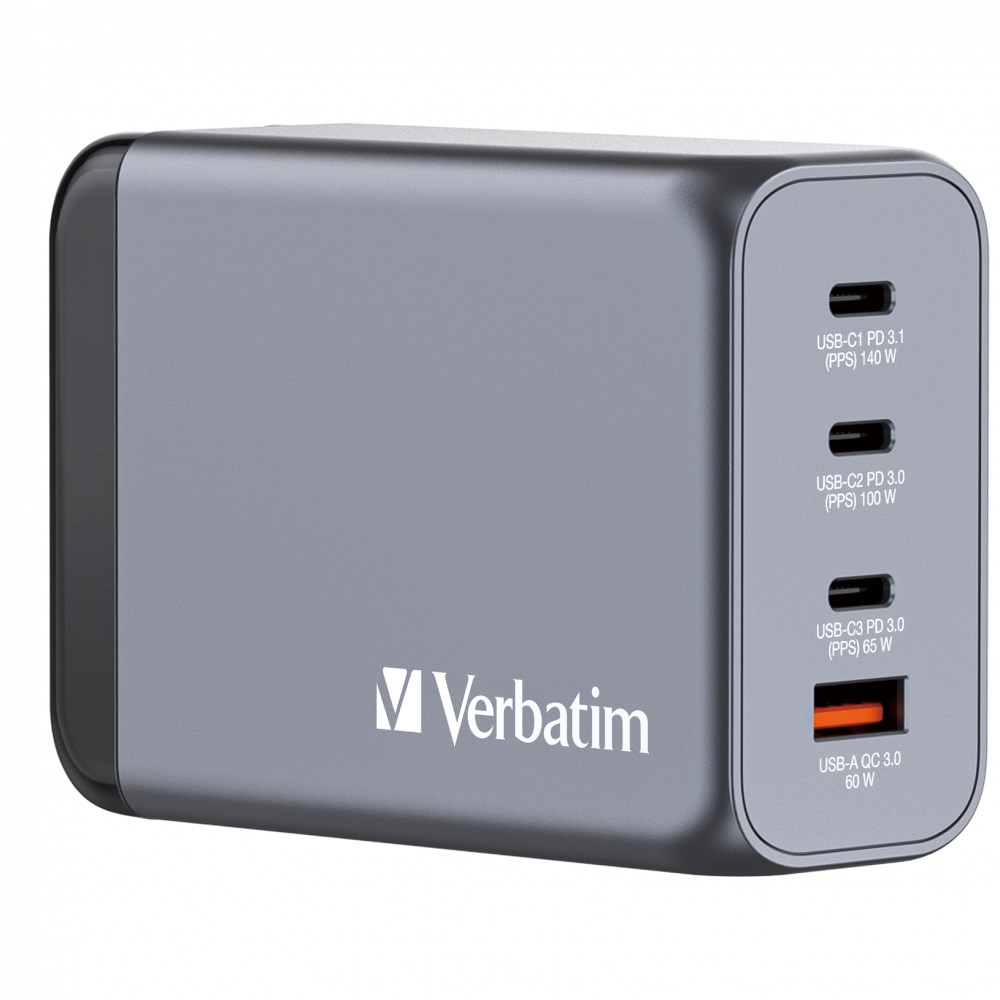 VERBATIM GaN Nabíječka do sítě GNC-240,  240W,  3x USB-C,  1x USB2 