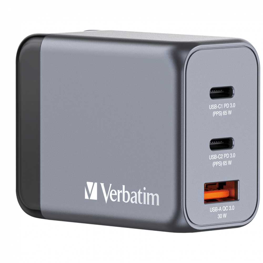 VERBATIM GaN Nabíječka do sítě GNC-65,  65W,  2x USB-C,  1x USB4 