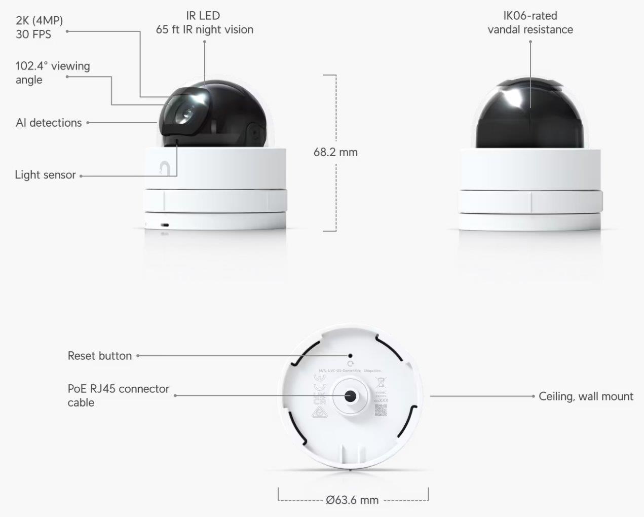 UBNT UVC-G5-Dome-Ultra,  UniFi Video Camera G5 Dome Ultra3 