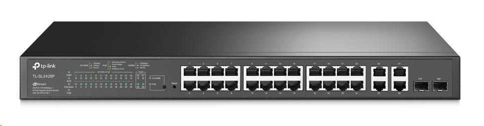 TP-Link OMADA switch SL2428P (24x100Mb/ s,  2xGbE,  2GbE/ 2xSFP combo,  24xPoE+,  250W)2 