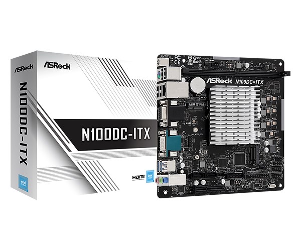 ASRock MB Alder Lake-N N100DC-ITX,  Intel N100,  1xDDR4,  1xHDMI,  1xVGA,  mITX4 