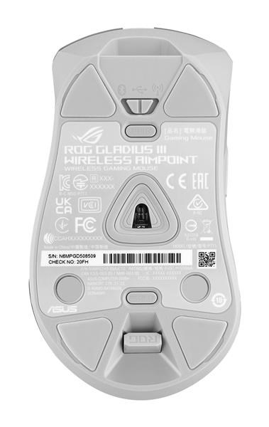 ASUS myš ROG GLADIUS III Wireless Aimpoint White (P711),  RGB,  Bluetooth,  bílá7 