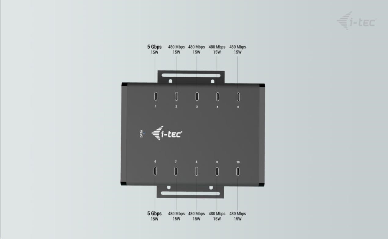 i-tec USB-C/ USB-A Metal Charging + data HUB,  15W per port,  10x USB-C6 