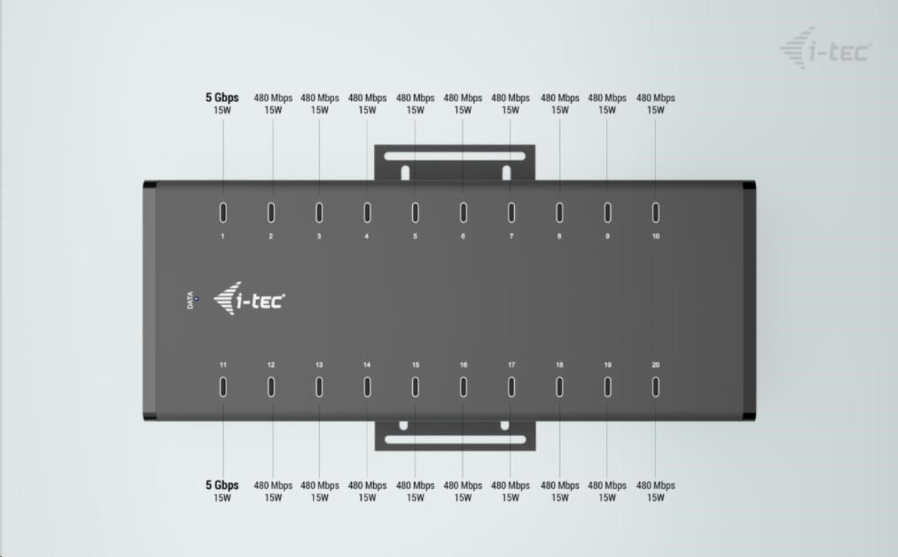 i-tec USB-C/USB-A Metal Charging + data HUB, 15W per port, 20x USB-C5 