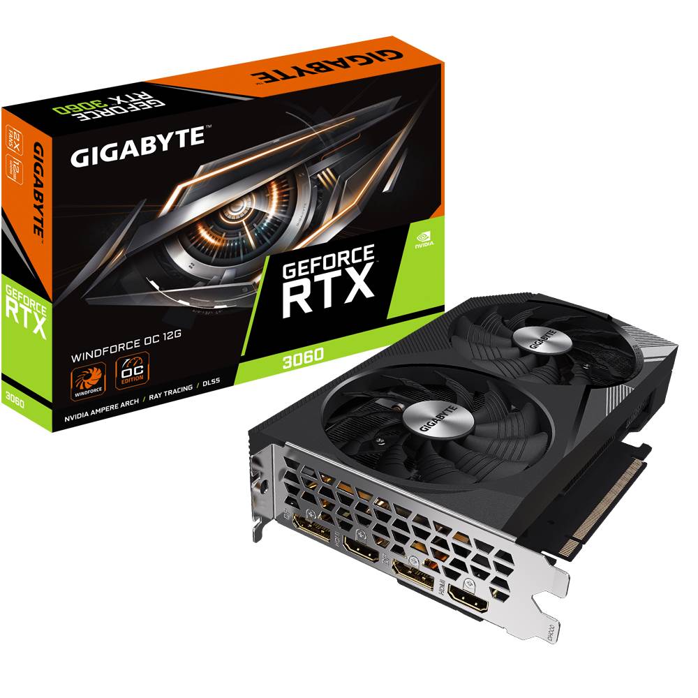 GIGABYTE VGA NVIDIA GeForce RTX 3060 WINDFORCE LHR OC 12G Rev. 2.0,  12G GDDR6,  2xDP,  2xHDMI0 