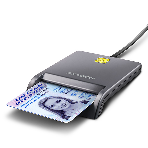 AXAGON CRE-SM3T,  USB-A FlatReader čítačka kontaktných kariet ID card (eID klient),  kábel 1.3 m0 