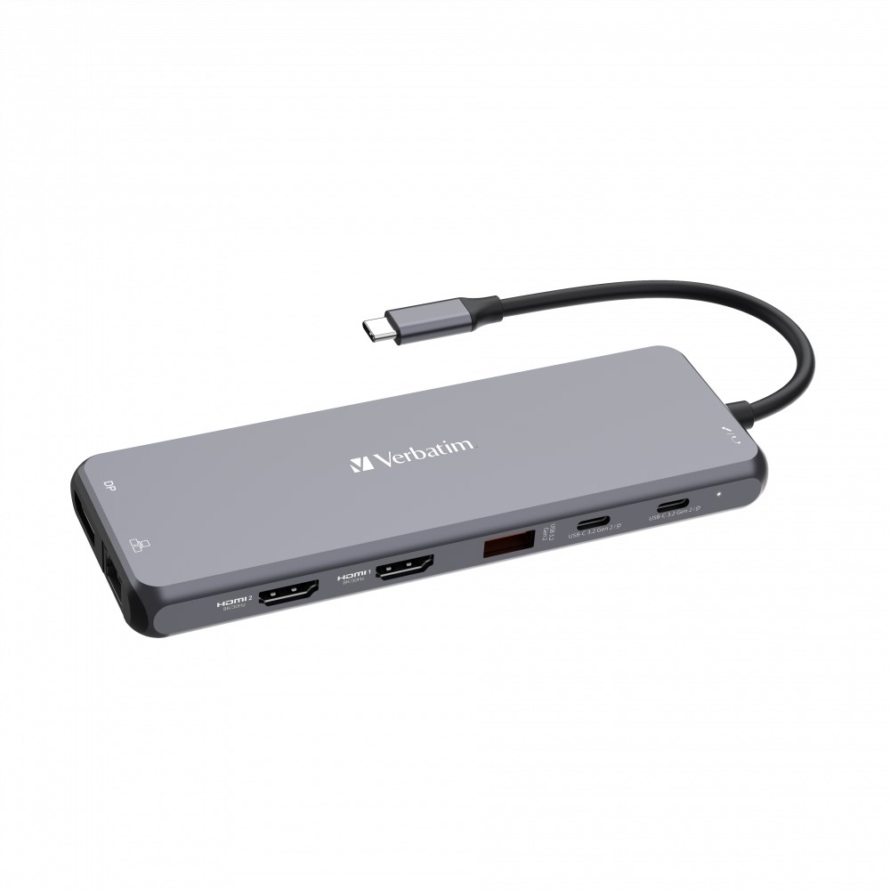 VERBATIM Hub USB-C Pro Multiport 13 Port,  6x USB-A,  2x USB-C,  2x HDMI,  DP,  RJ45,  3.5mm Jack audio,  šedá0 