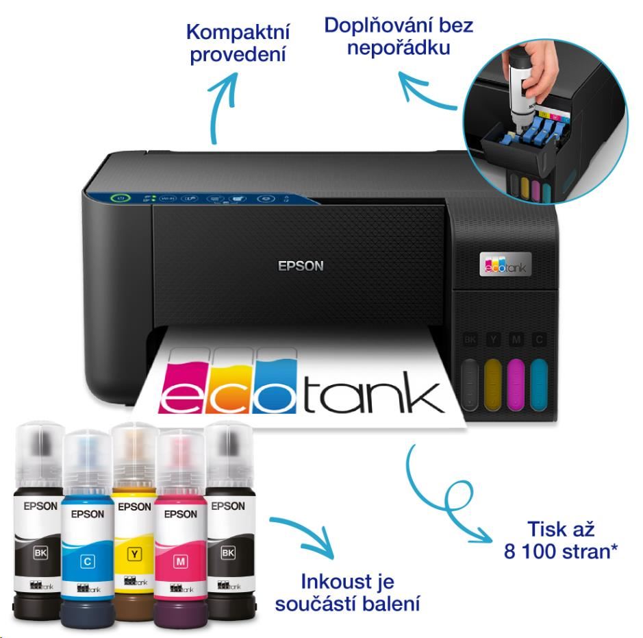 EPSON tiskárna ink EcoTank L3271,  5760x1440dpi,  A4,  33ppm,  USB,  WiFi,  sken3 