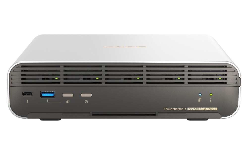 QNAP TBS-h574TX-i3-12G (8core, 12GB RAM, 5x E1.S/ M.2 slot, 1x 2, 5GbE, 1x 10GbE, 2x Thunderbolt 4)0 