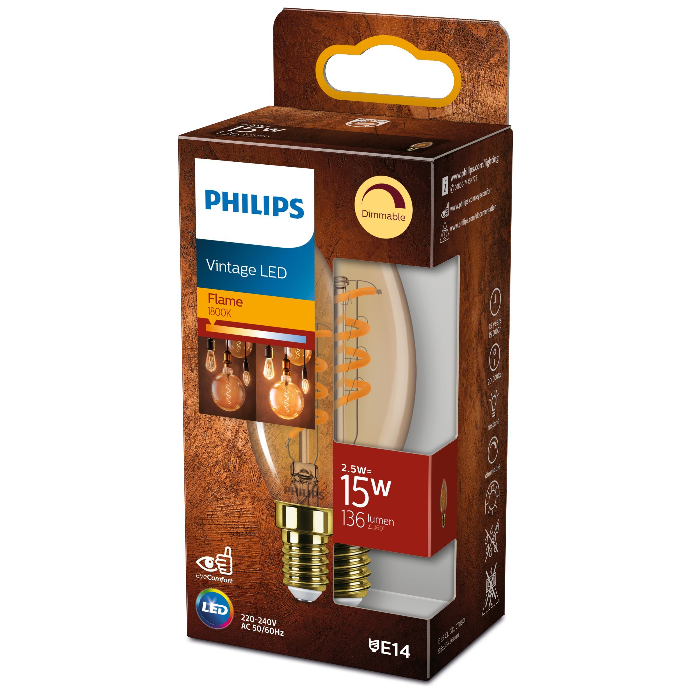 PHILIPS žárovka LED classic 15W B35 E14 GOLD SP D RFSRT40 