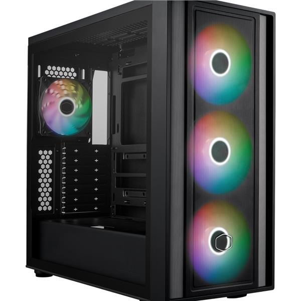 Cooler Master case MasterBox 600,  ATX,  Průhledná bočnice,  3x 140mm ARGB Fan,  1x 120mm ARGB Fan,  ARGB Hub,  Černá0 