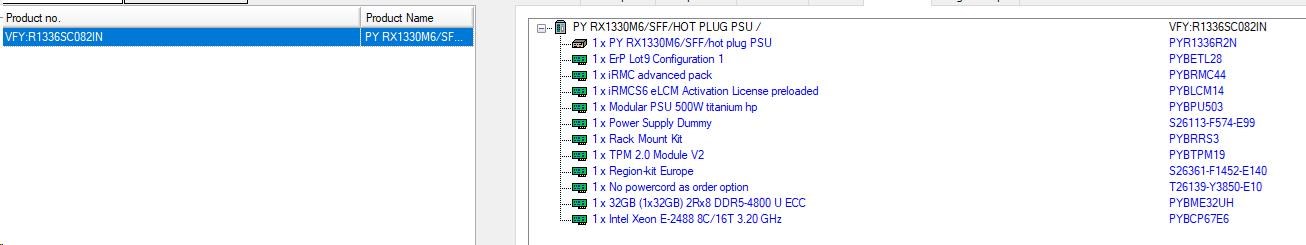 FUJITSU SRV RX1330M6 PRIMERGY Xeon E-2488 8C 3.2GHz 32GB 4x2.5