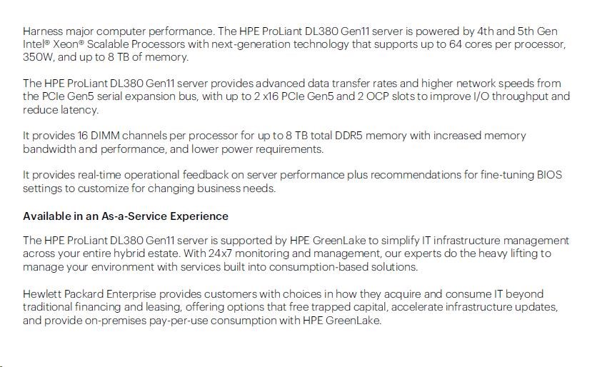 HPE PL DL380g11 4510 (2.4/ 12C) 2x32G (P64706) 2x8TB (834028) 2x1000W MR416i-p 12LFF ocp4x1Gb Smart Choice4 