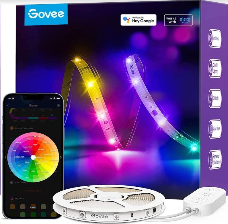 BAZAR - Govee RGBIC Basic Wi-Fi + Bluetooth LED Strip Lights (10 Meter) - Poškozený obal (Komplet)1 