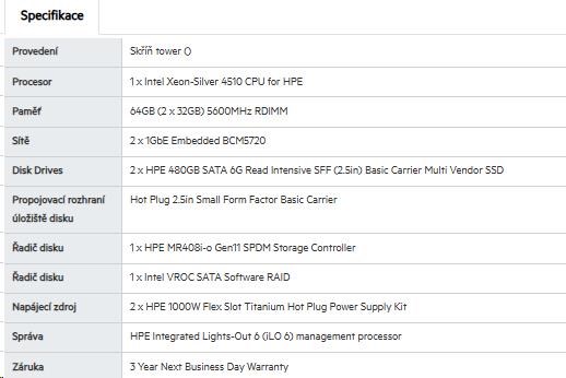 HPE PL ML110g11 4510 (2.4G/ 12C) 2x32G (P64706) 2x480G (P40497) 2x1000W MR408i-o 8SFF 2x1G NBD333 Smart Choice5 